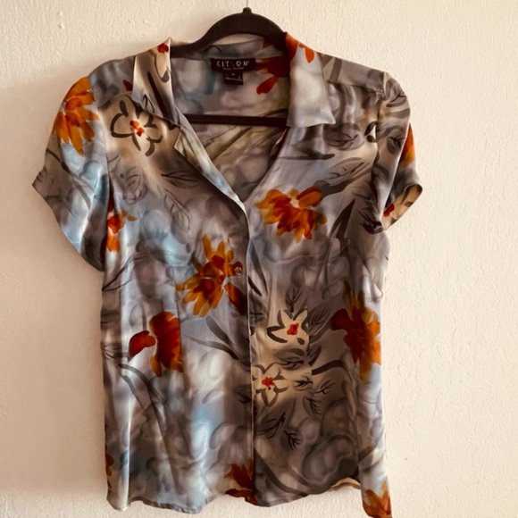 Citron  silk blouse - Picture 2 of 6